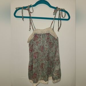 Wish Aqua Floral Spaghetti Strap Top